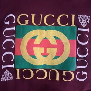 Gucci Sweatshirt. It’s not official Gucci, it’s a fun logo sweatshirt.